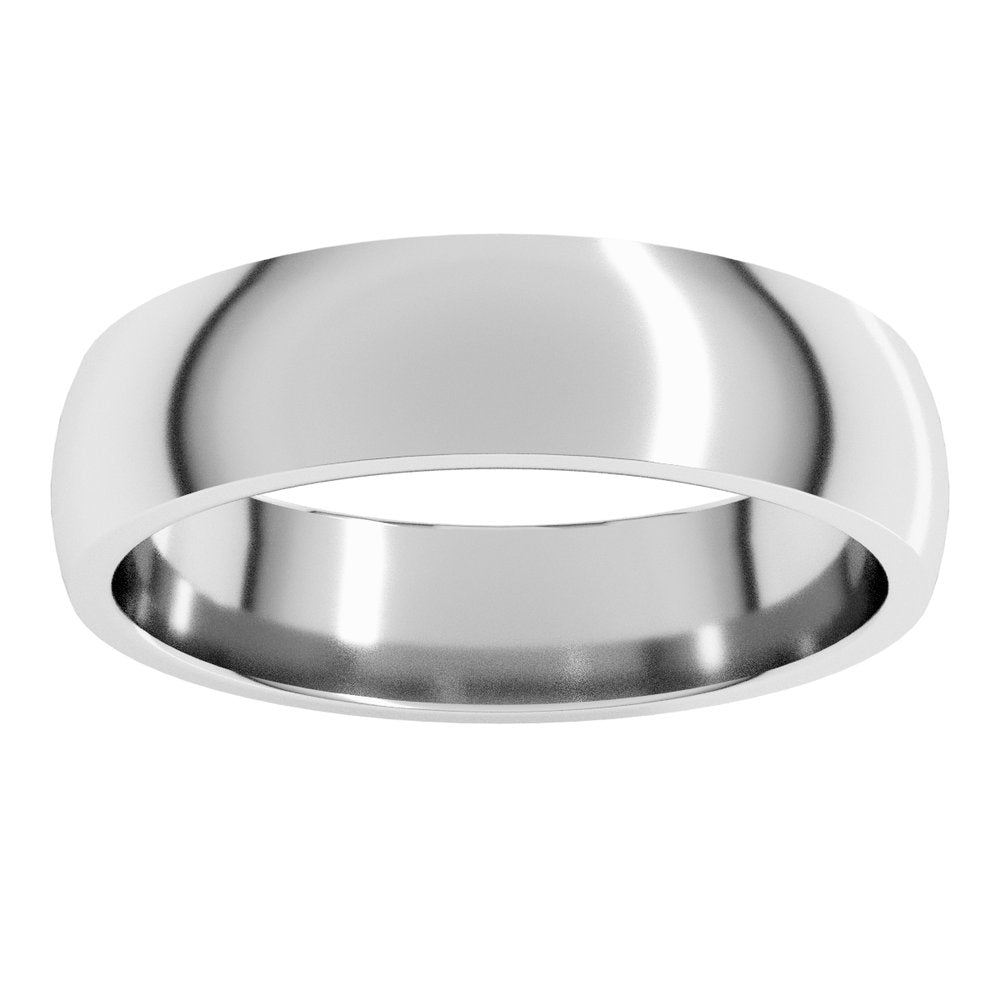Platinum 5 mm Lightweight Comfort-Fit Half Round Band Size 6.5