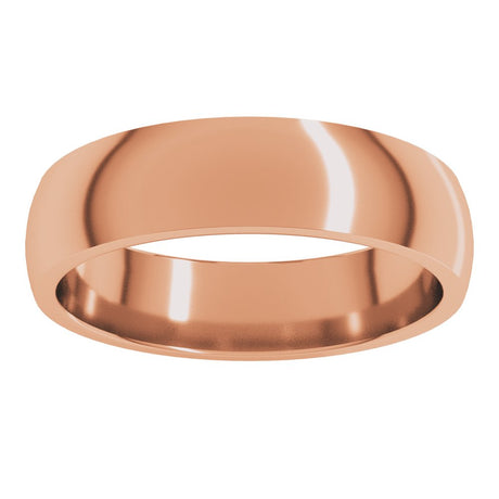 18K Rose Gold 5 mm Lightweight Comfort-Fit Half Round Band Size 8