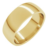 14K Yellow 7 mm Lightweight Comfort-Fit Half Round Band Size 4.5