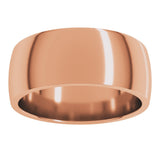 10K Rose Gold 8 mm Lightweight Comfort-Fit Half Round Band Size 6.5