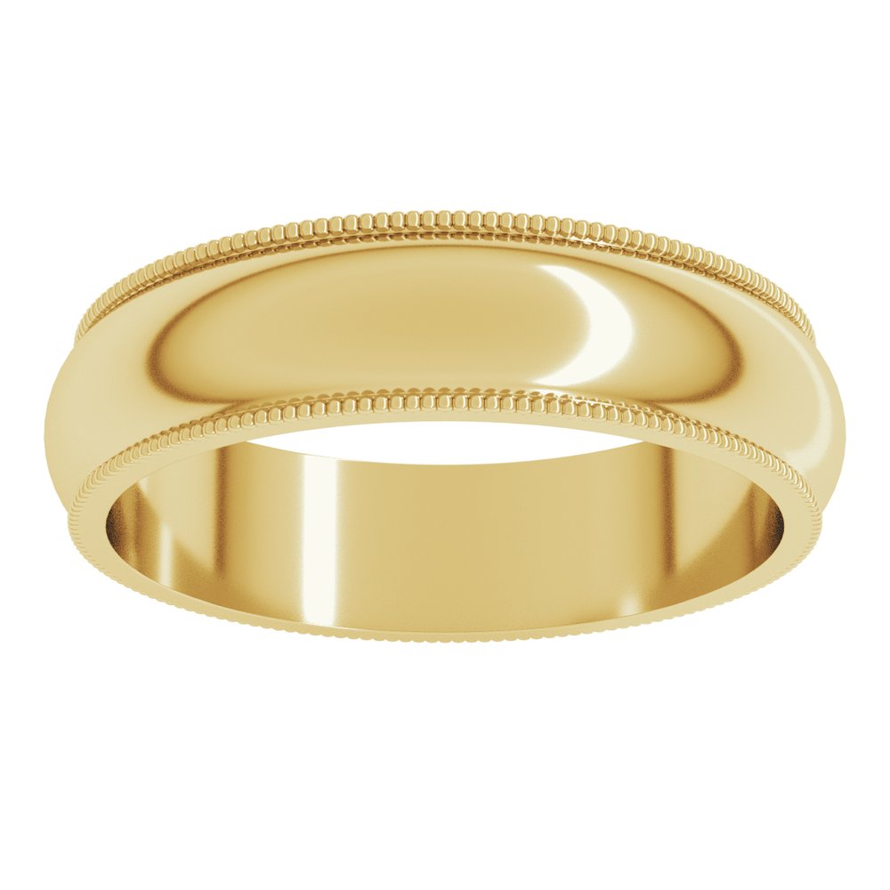 14K Yellow Gold 5 mm Milgrain Half Round Band Size 5.5 