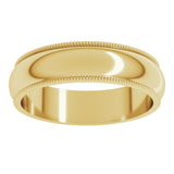 14K Yellow Gold 5 mm Milgrain Half Round Band Size 5.5 