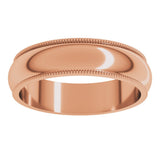 10K Rose Gold 5 mm Milgrain Half Round Band Size 8