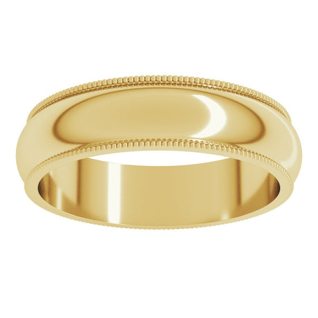 14K Yellow Gold 5 mm Milgrain Half Round Band Size 7 