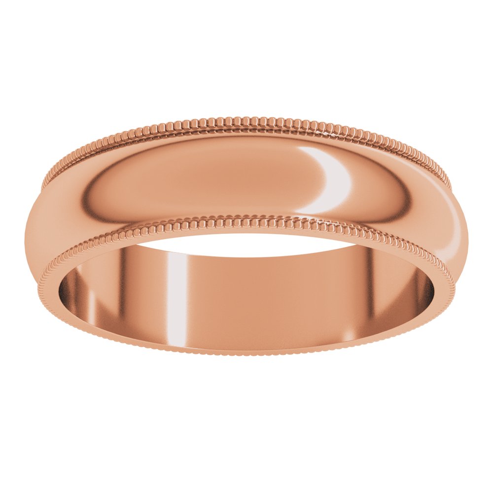 10K Rose Gold 5 mm Milgrain Half Round Band Size 8