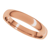 18K Rose Gold 3 mm Lightweight Comfort-Fit Half Round Band Size 9