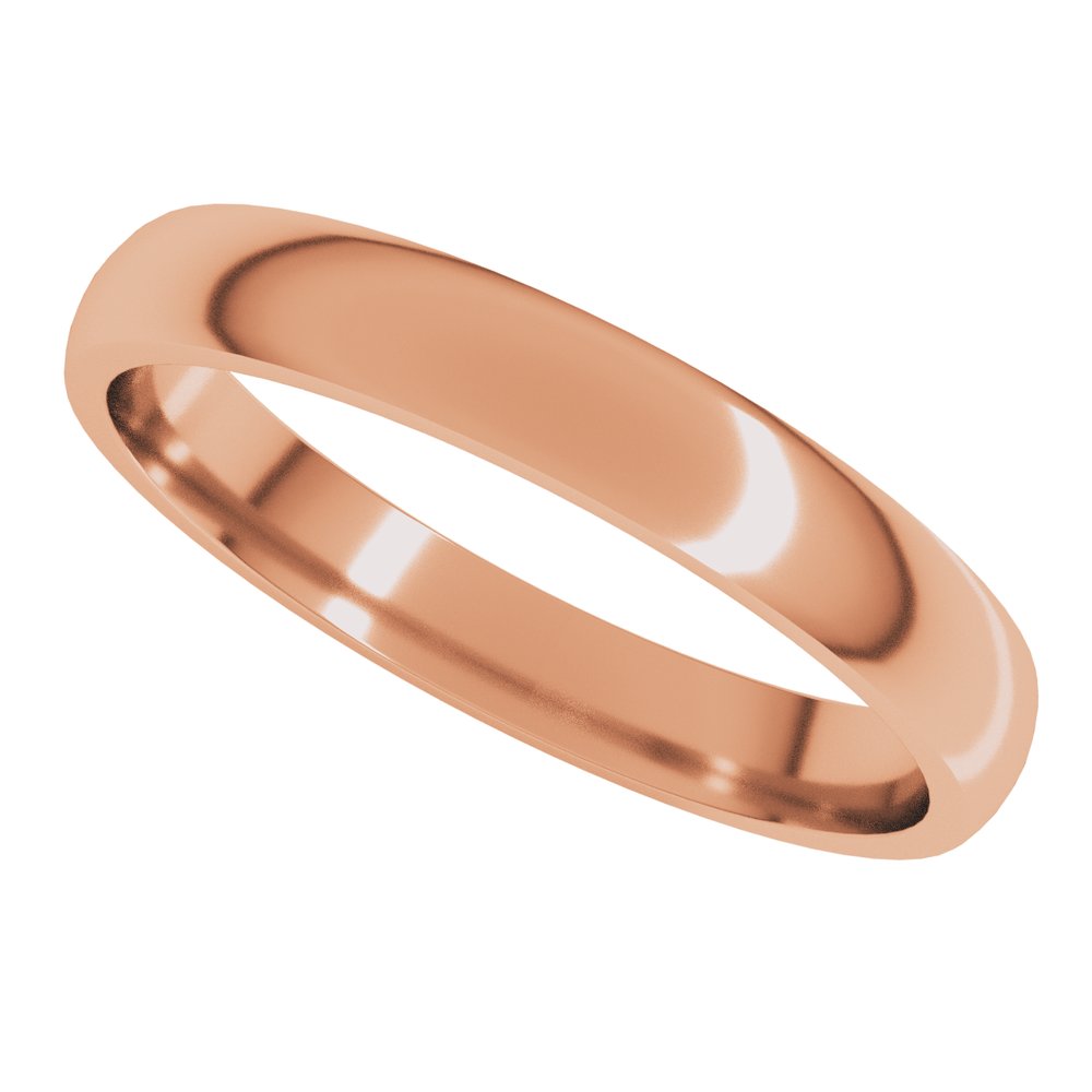 18K Rose Gold 3 mm Lightweight Comfort-Fit Half Round Band Size 9