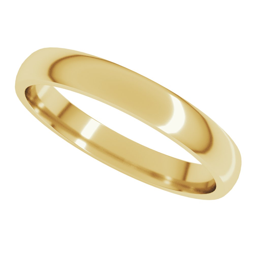14K Yellow Gold 3 mm Lightweight Comfort-Fit Half Round Band Size 4