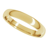 14K Yellow Gold 3 mm Lightweight Comfort-Fit Half Round Band Size 4