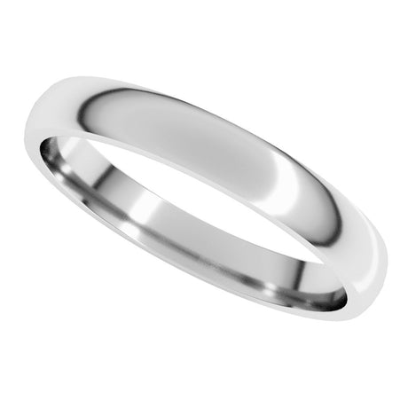 14K White Gold 3 mm Lightweight Comfort-Fit Half Round Band Size 4