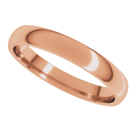 14K Rose Gold 3 mm Lightweight Comfort-Fit Half Round Band Size 6