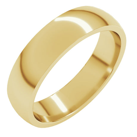 18K Yellow Gold 5 mm Lightweight Comfort-Fit Half Round Band Size 6