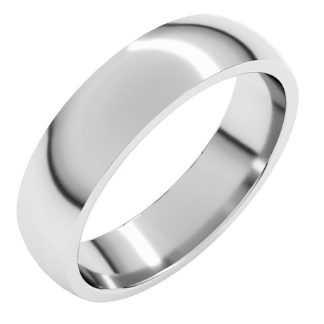 10K White 5 mm Lightweight Comfort-Fit Half Round Band Size 6.5
