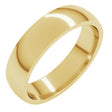 18K Yellow 5 mm Half Round Comfort Fit Light Band Size 6