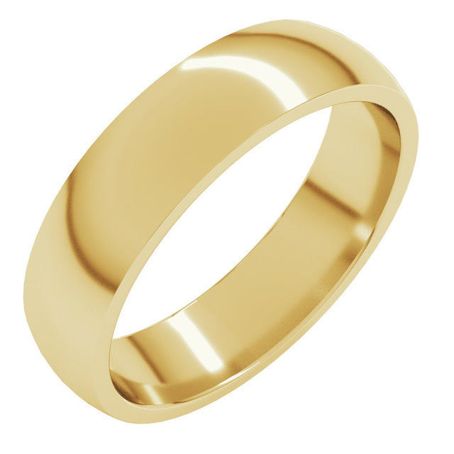 10K Yellow Gold 5 mm Lightweight Comfort-Fit Half Round Band Size 6