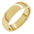 18K Yellow 5 mm Lightweight Comfort-Fit Half Round Band Size 10