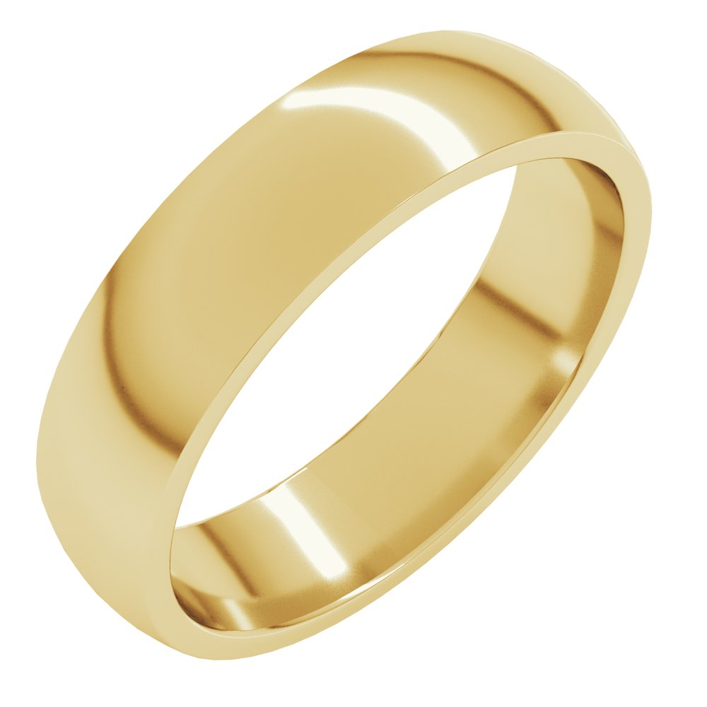 18K Yellow 5 mm Lightweight Comfort-Fit Half Round Band Size 10