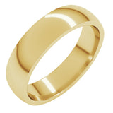 18K Yellow Gold 5 mm Lightweight Comfort-Fit Half Round Band Size 5.5