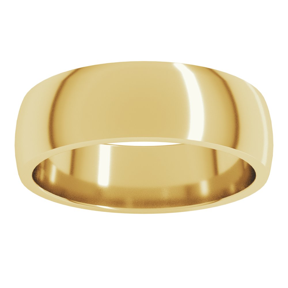 18K Yellow Gold 6 mm Lightweight Comfort-Fit Half Round Band Size 7