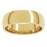 18K Yellow Gold 6 mm Lightweight Comfort-Fit Half Round Band Size 7