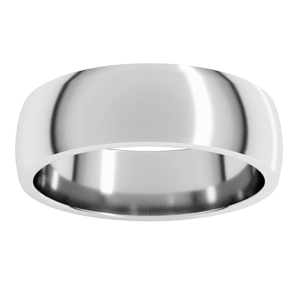 14K White Gold 6 mm Lightweight Comfort-Fit Half Round Band Size 6.5