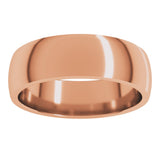 10K Rose Gold 6 mm Lightweight Comfort-Fit Half Round Band Size 10