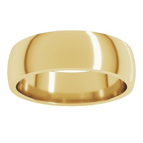 14K Yellow 6 mm Lightweight Comfort-Fit Half Round Band Size 10