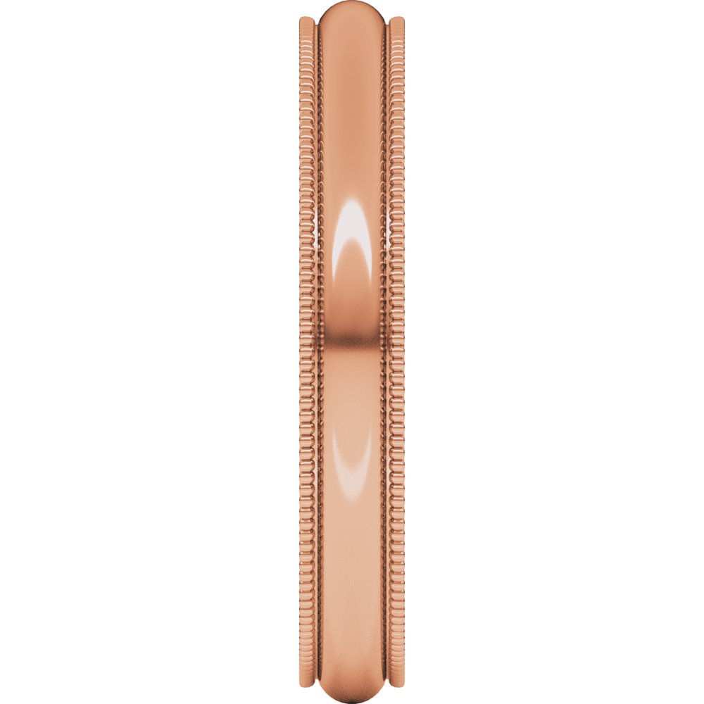 14K Rose Gold 3 mm Milgrain Half Round Band Size 6.5