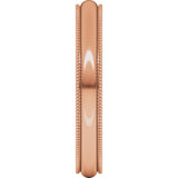 14K Rose Gold 3 mm Milgrain Half Round Band Size 6.5