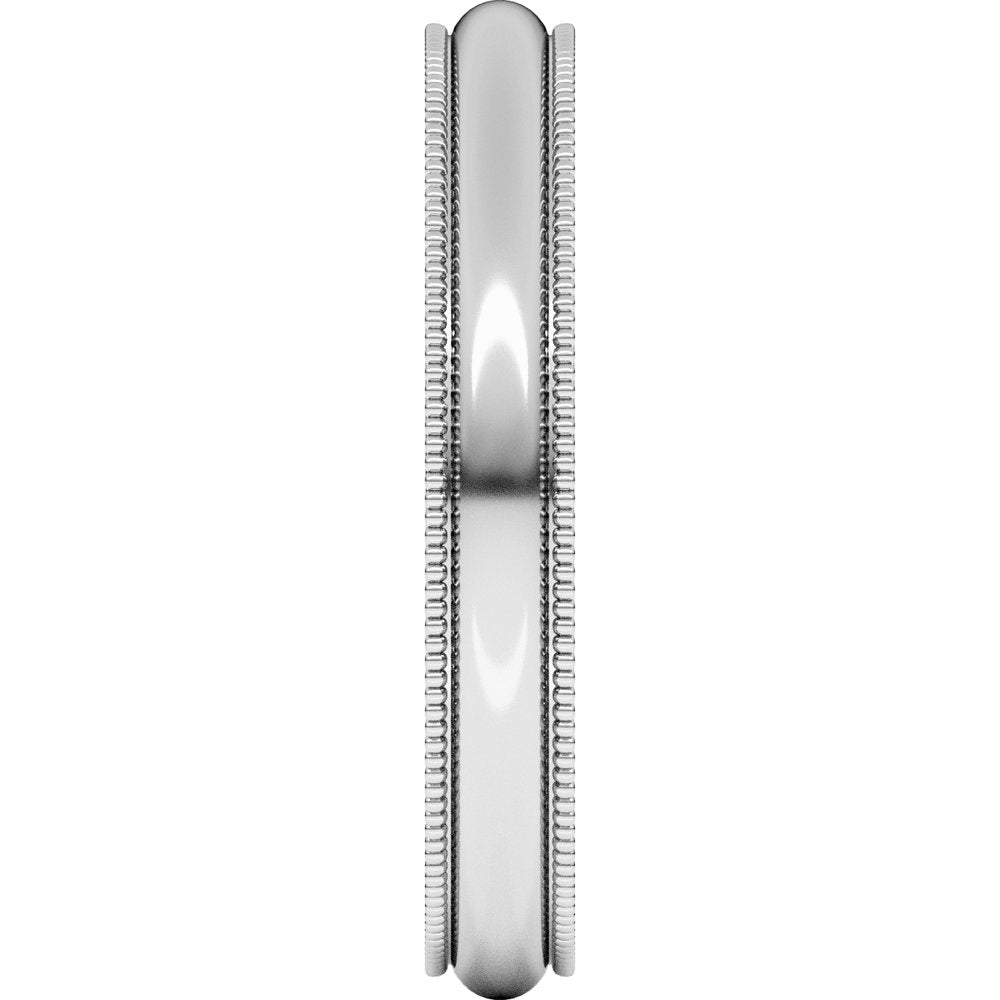 Continuum Sterling Silver 3 mm Milgrain Half Round Band Size 8 