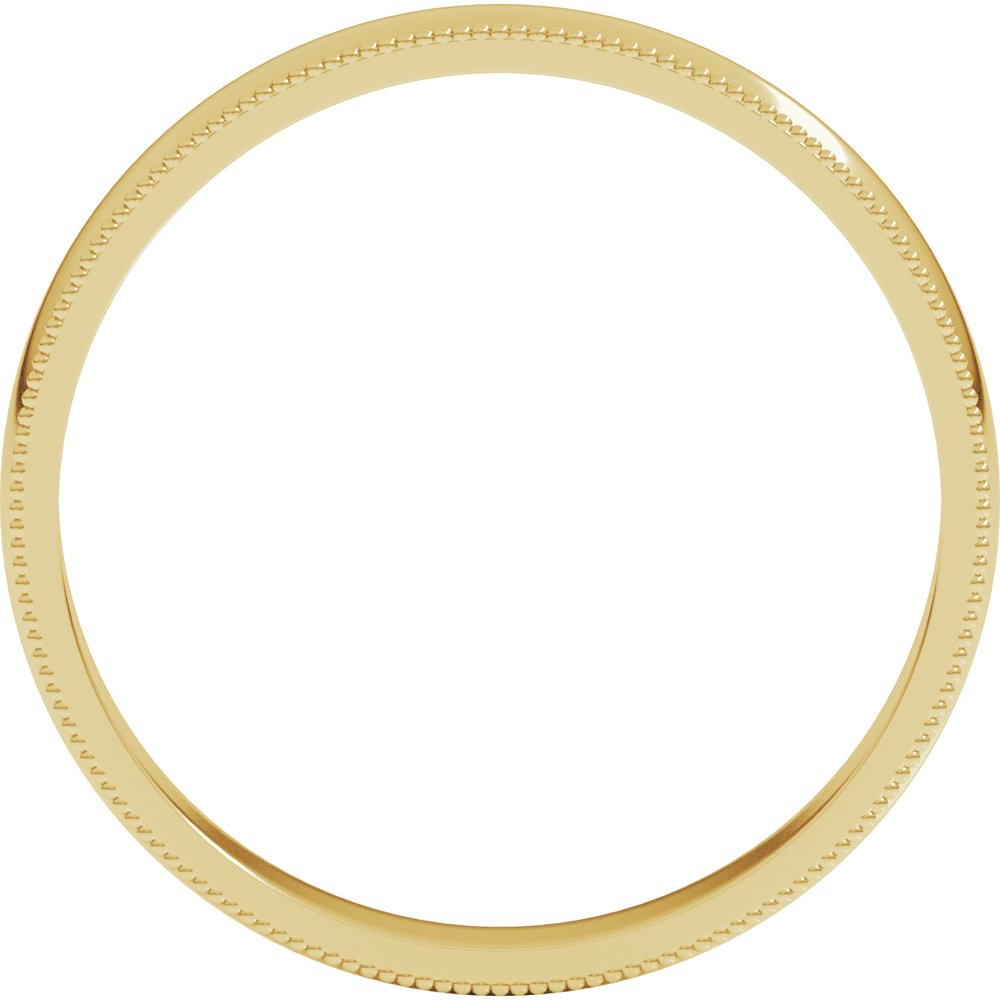 14K Yellow Gold 3 mm Lightweight Milgrain Half Round Band Size 10