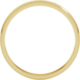 14K Yellow Gold 3 mm Lightweight Milgrain Half Round Band Size 10