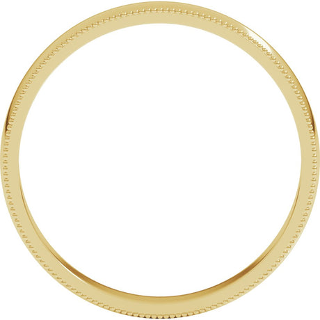 14K Yellow Gold 3 mm Lightweight Milgrain Half Round Band Size 10