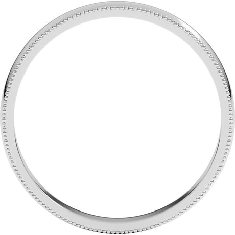 Platinum 3 mm Lightweight Milgrain Half Round Band Size 6.5