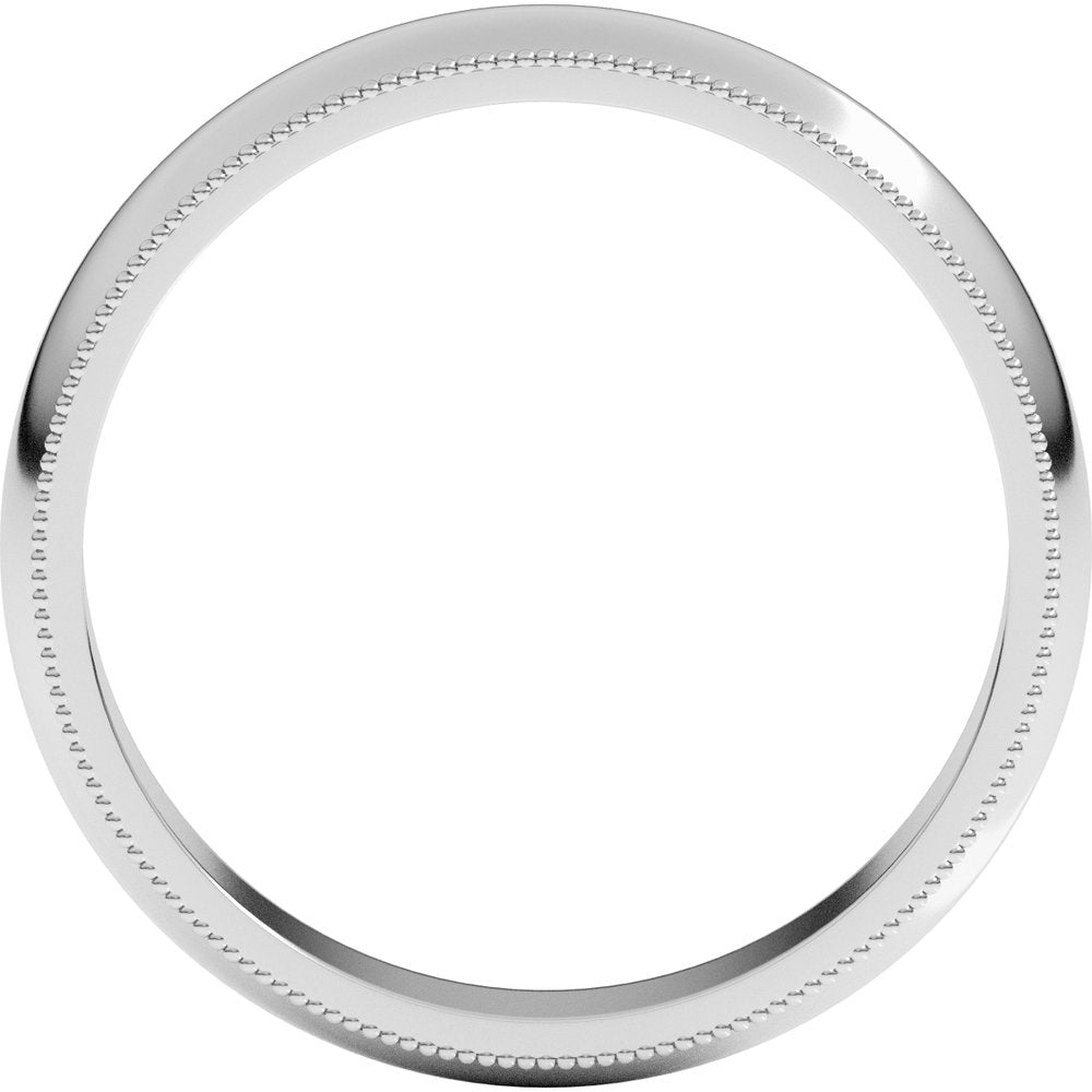 14K White Gold 4 mm Milgrain Half Round Band Size 6 