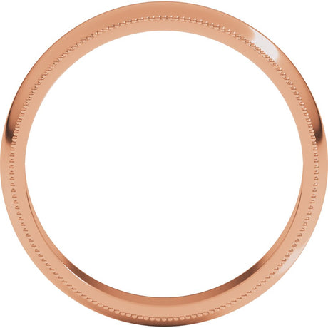 14K Rose Gold 4 mm Milgrain Half Round Band Size 6.5