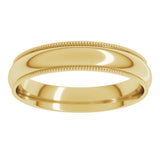 14K Yellow 4 mm Milgrain Half Round Comfort Fit Band