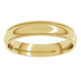 10K Yellow Gold 4 mm Milgrain Comfort-Fit Half Round Band Size 4.5