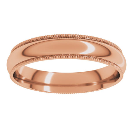 14K Rose 4 mm Lightweight Milgrain Comfort-Fit Half Round Band Size 5
