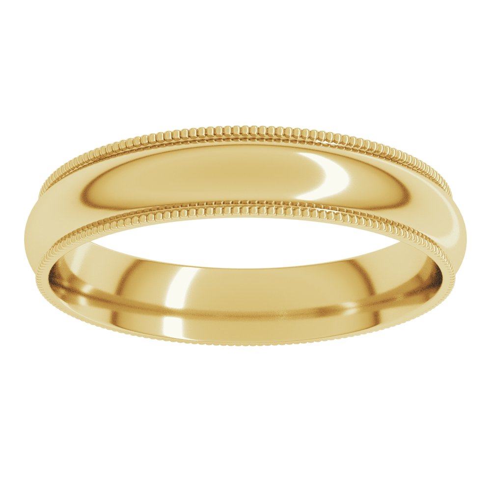 10K Yellow Gold 4 mm Milgrain Comfort-Fit Half Round Band Size 4