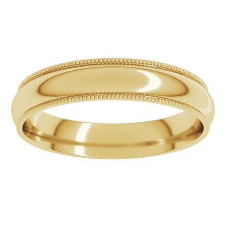 18K Yellow Gold 4 mm Milgrain Comfort-Fit Half Round Band Size 8