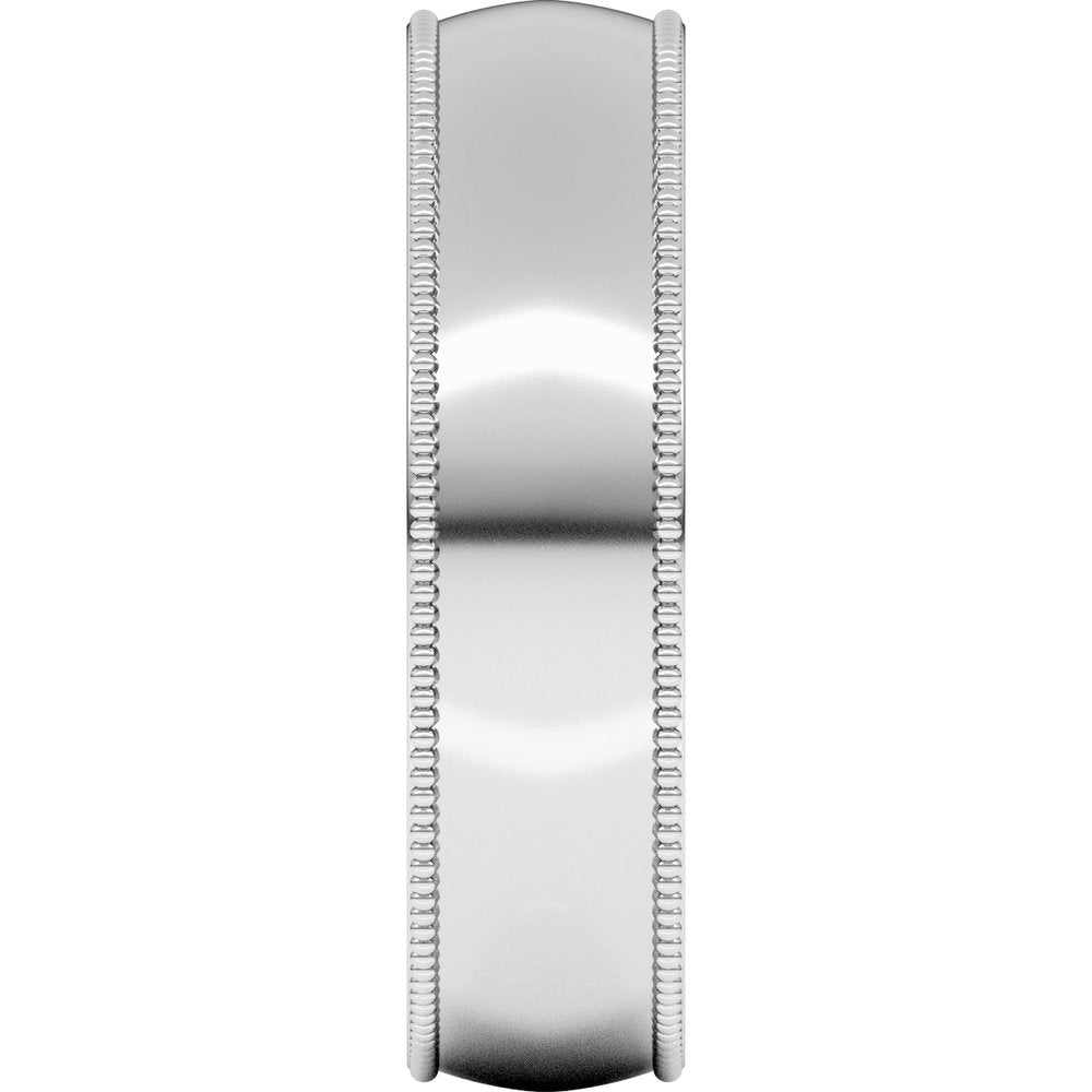 10K White Gold 5 mm Milgrain Comfort-Fit Half Round Band Size 9.5