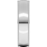 10K White Gold 5 mm Milgrain Comfort-Fit Half Round Band Size 9.5