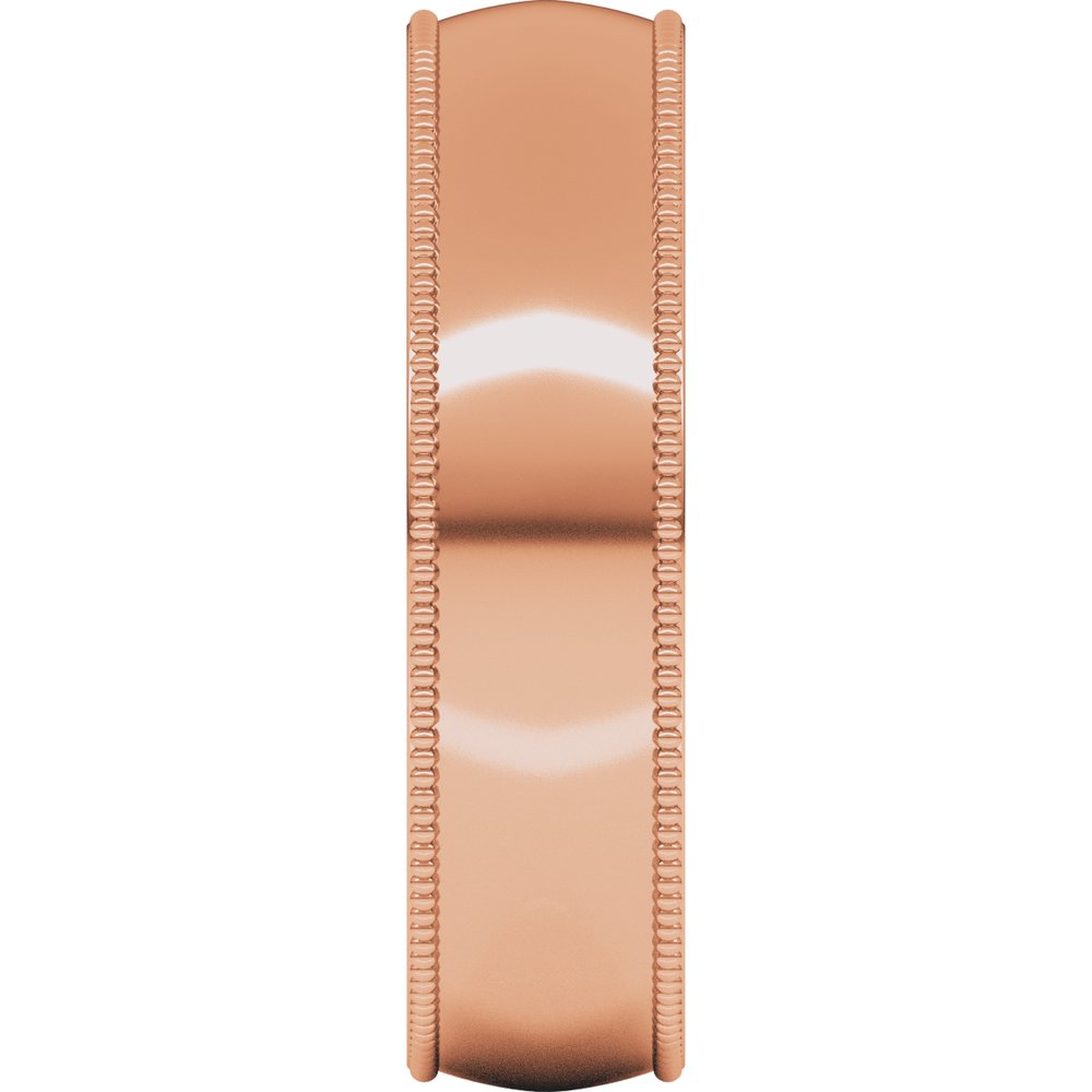 14K Rose Gold 5 mm Lightweight Milgrain Comfort-Fit Half Round Band Size 9.5
