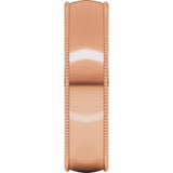14K Rose Gold 5 mm Lightweight Milgrain Comfort-Fit Half Round Band Size 9.5