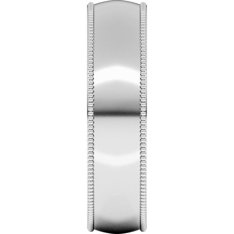 14K White Gold 5 mm Lightweight Milgrain Comfort-Fit Half Round Band Size 8.5
