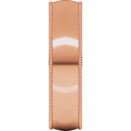 14K Rose Gold 5 mm Lightweight Milgrain Comfort-Fit Half Round Band Size 9.5