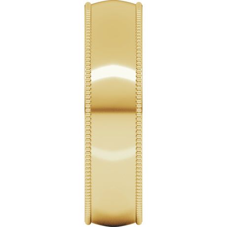10K Yellow Gold 5 mm Lightweight Milgrain Comfort-Fit Half Round Band Size 8.5
