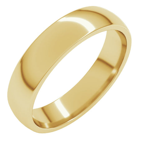 14K Yellow Gold 4.5 mm Lightweight Comfort-Fit Half Round Band Size 7.5