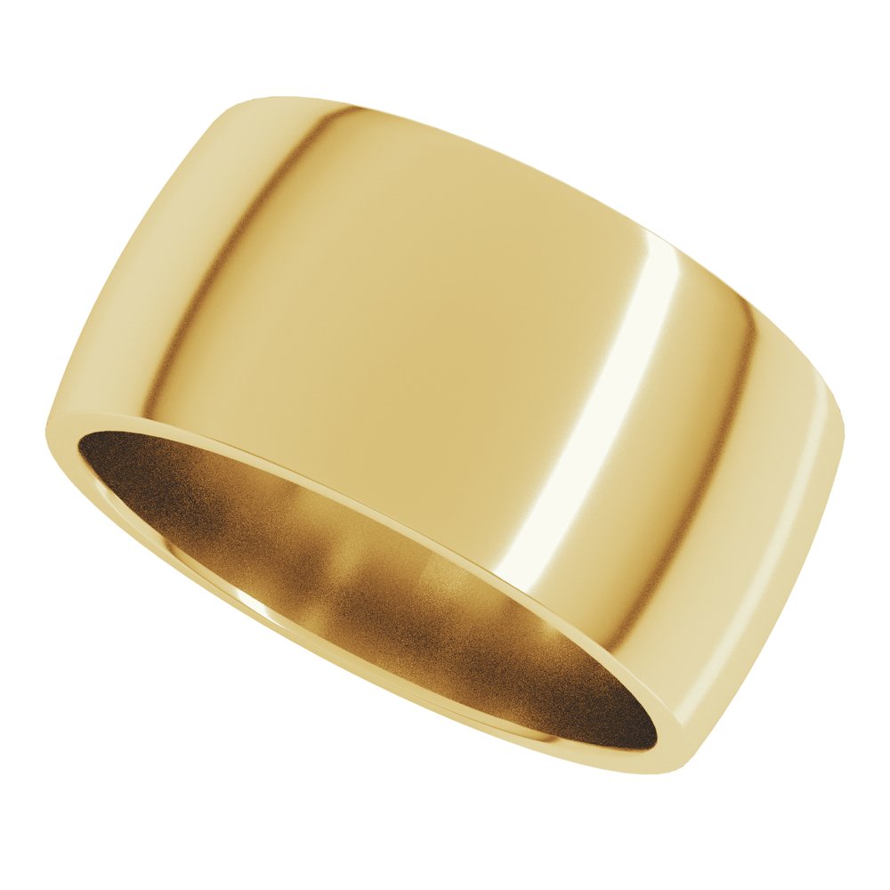 14K Yellow Gold 10 mm Lightweight Comfort-Fit Half Round Band Size 7.5
